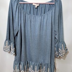 NWT Fever Embroidered Knit Top